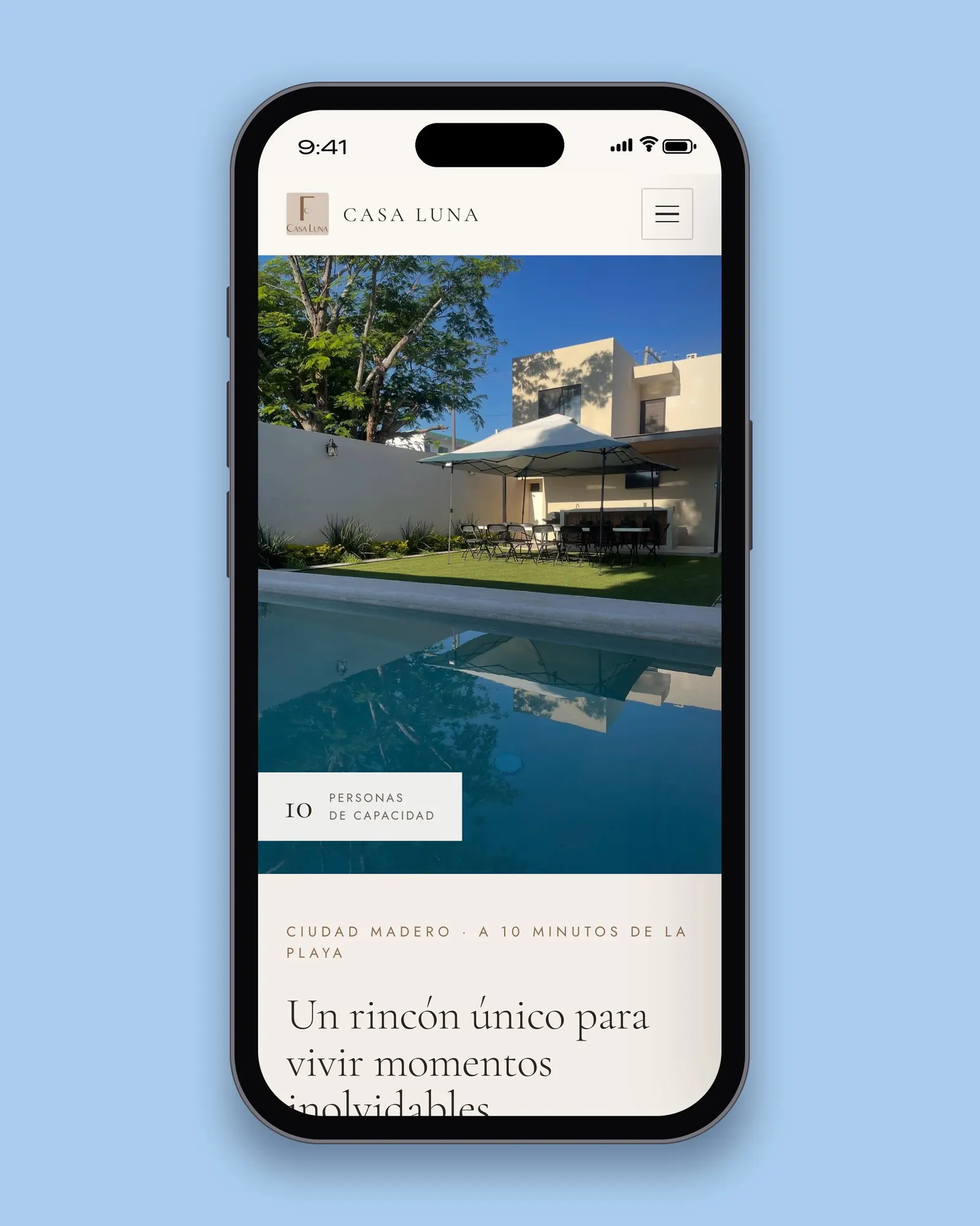 Casa Luna: Desarrollo web · Landing page, trabajo de Isa Mkt en Tampico